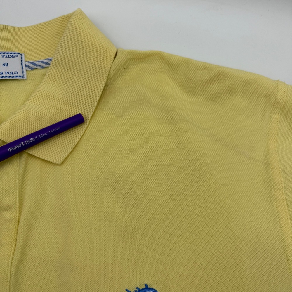 Southern Tide Skipjack Polo Shirt Short Sleeve Yellow Cotton Casual‎ Mens L 40 - Picture 8 of 9